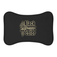 Black Is My Happy Color Funny Sarcastic Pet Feeding Mats